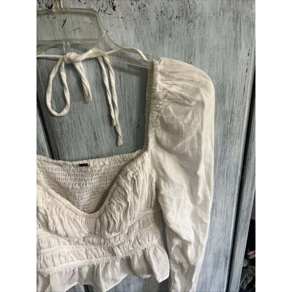 Free people baby doll Top Ruched Cropped Y2K White Sm